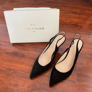 Marc Fisher Black Suede Pumps Camela Slingback Size 8